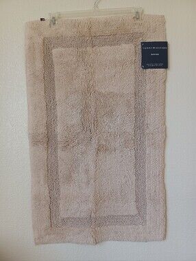 Tommy Hilfiger Bath Mat Rug 100% Cotton Tan 21"x34" NWT